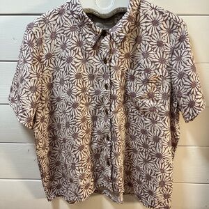 ROYAL ROBBINS Floral Button-Up Shirt Brown – Size XL